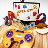 Video Game Level Up Pop Up Card