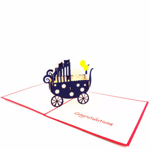 New Baby Pop Up Card (Girl Stroller)