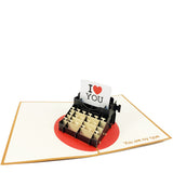 Typewriter I Love You Pop Up Card