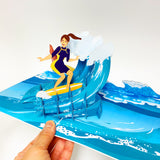 Surfing Pop Up Card (Girl)