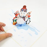 Snowman and Penguins Pop Up Card