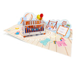 Baby Crib Pop Up Card-pink