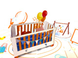 Baby Crib Pop Up Card-pink