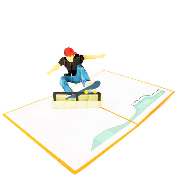 Skateboarding Pop Up Card