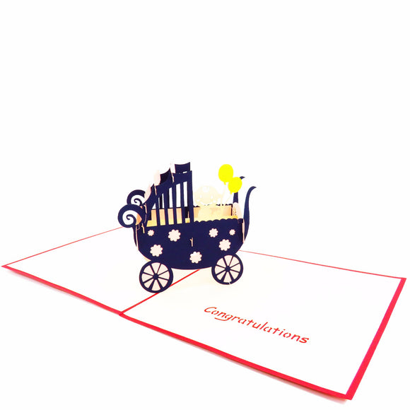New Baby Pop Up Card (Girl Stroller)