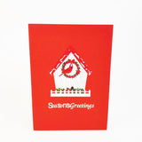 Cardinal Bird House Christmas Pop Up Card