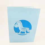 Rocking Horse Pop Up Card-blue