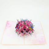 Pink Flowers Basket Pop Up Card
